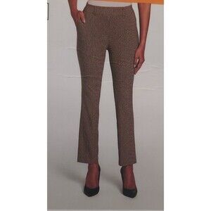 NWT Ladies Rafaella Black/Tan Micro Plaid Straight Hi Rise Dress Pants Size 12